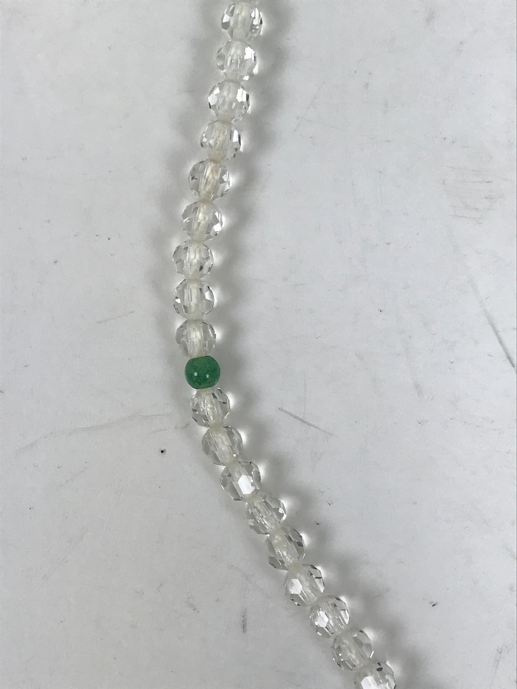 Japanese Buddhist Prayer Bracelet Vtg Juzu Beads Clear Green Rosary Tassel JZ171