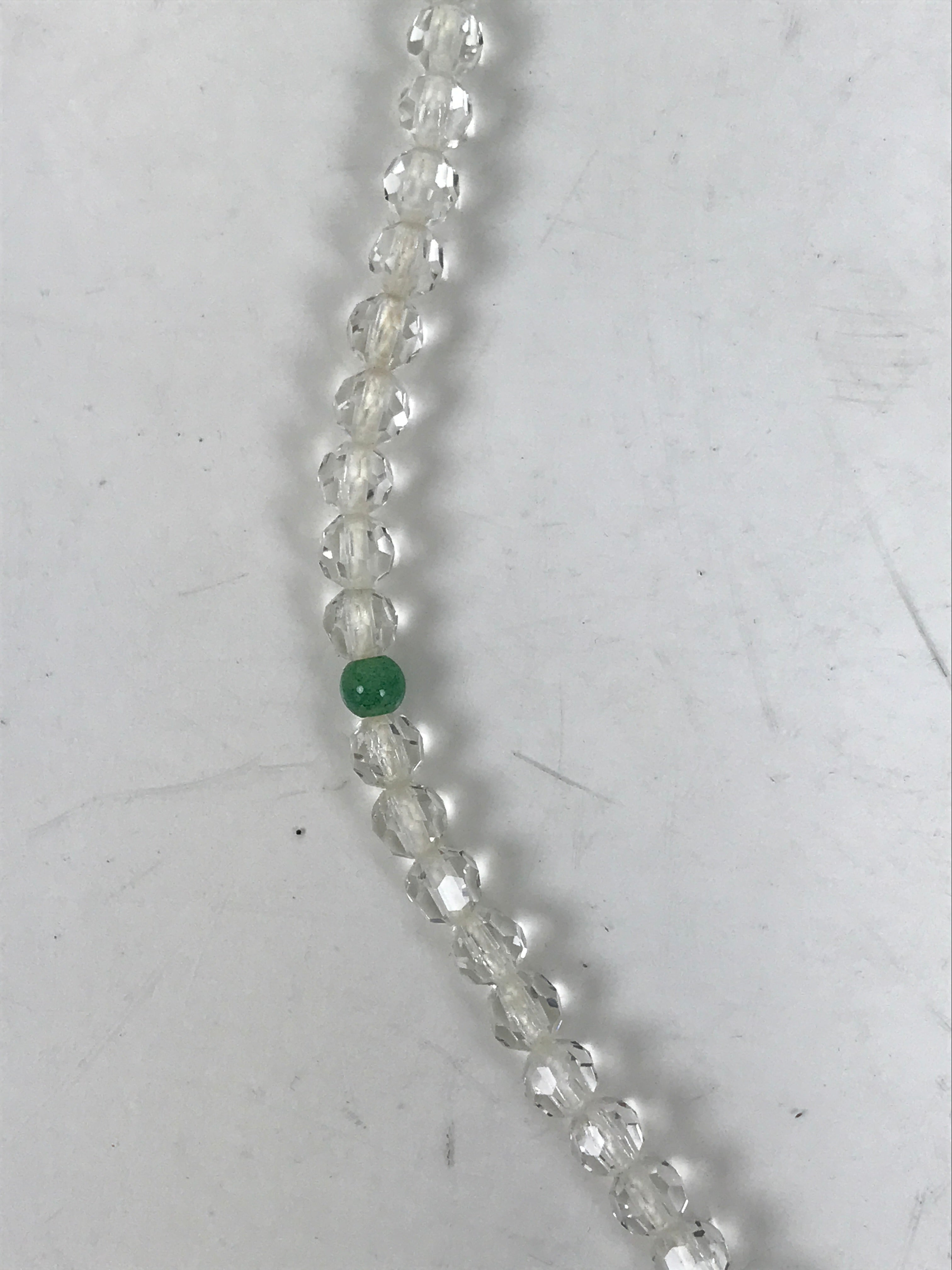 Japanese Buddhist Prayer Bracelet Vtg Juzu Beads Clear Green Rosary Tassel JZ171