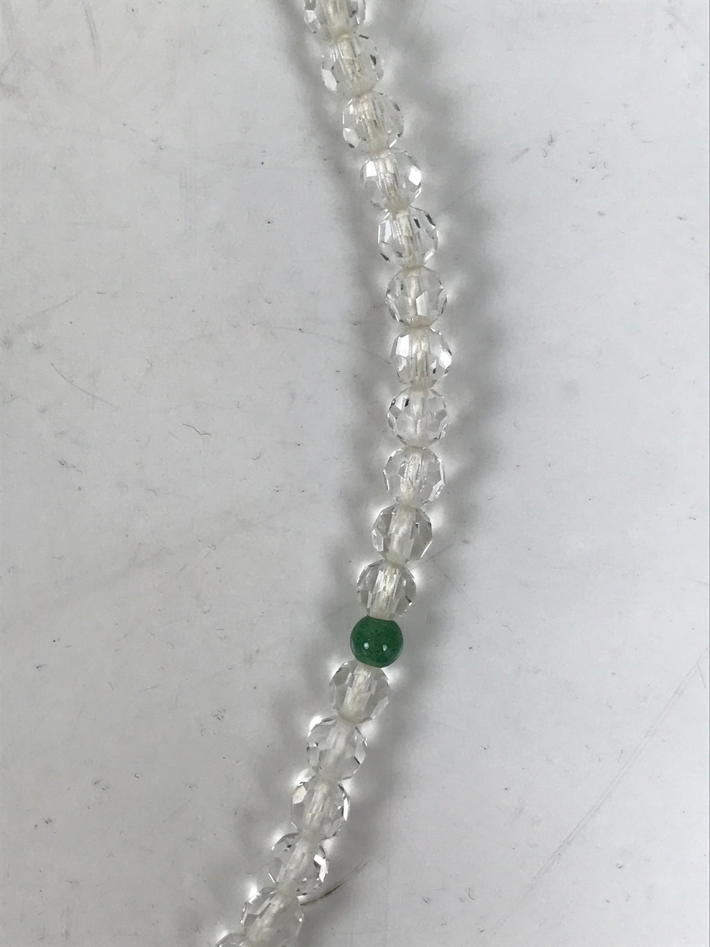 Japanese Buddhist Prayer Bracelet Vtg Juzu Beads Clear Green Rosary Tassel JZ171