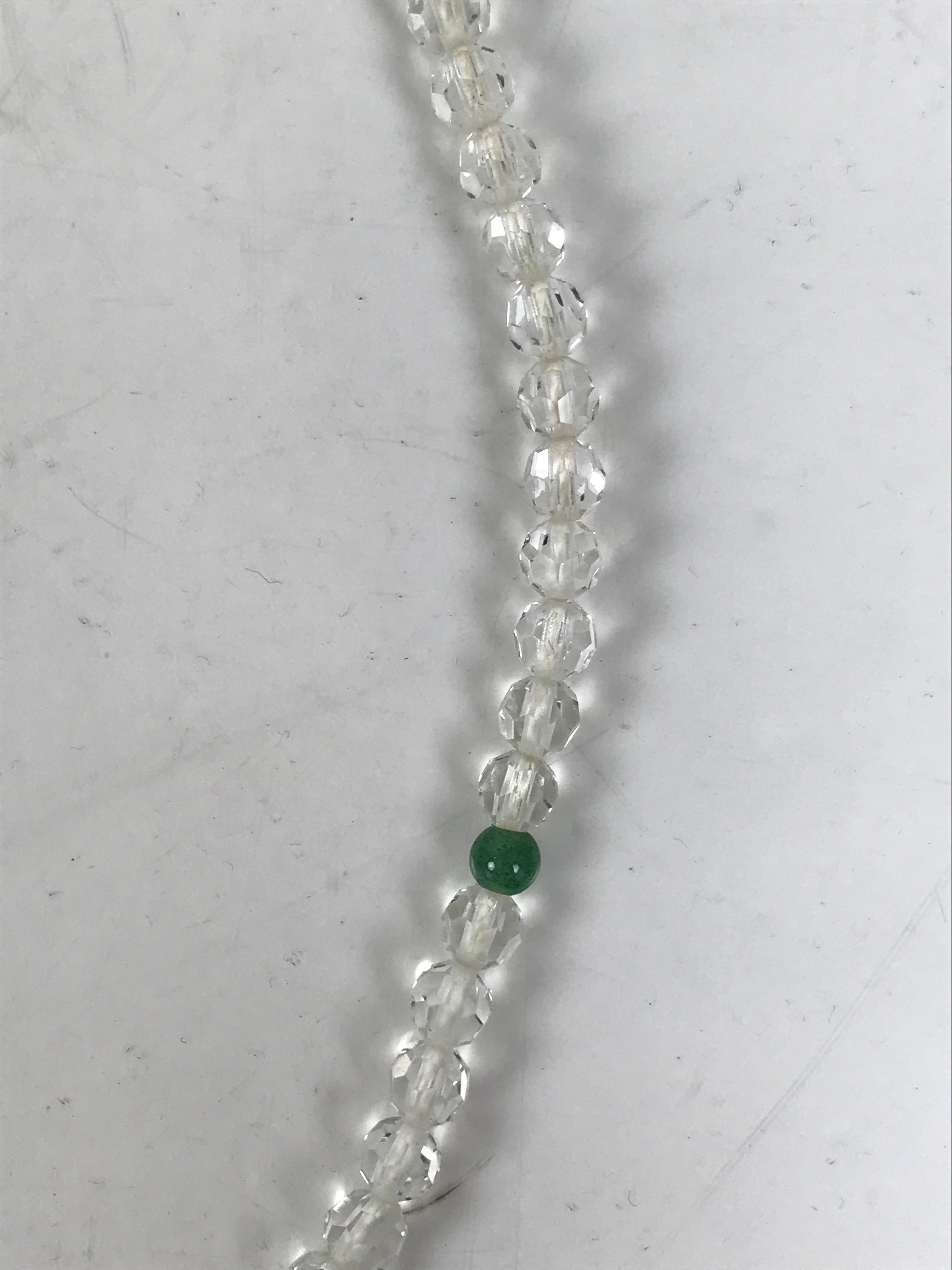 Japanese Buddhist Prayer Bracelet Vtg Juzu Beads Clear Green Rosary Tassel JZ171