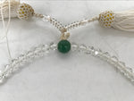 Japanese Buddhist Prayer Bracelet Vtg Juzu Beads Clear Green Rosary Tassel JZ171