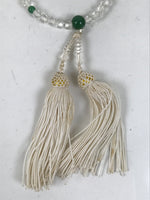 Japanese Buddhist Prayer Bracelet Vtg Juzu Beads Clear Green Rosary Tassel JZ171
