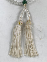 Japanese Buddhist Prayer Bracelet Vtg Juzu Beads Clear Green Rosary Tassel JZ171