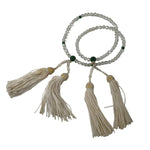 Japanese Buddhist Prayer Bracelet Vtg Juzu Beads Clear Green Rosary Tassel JZ171