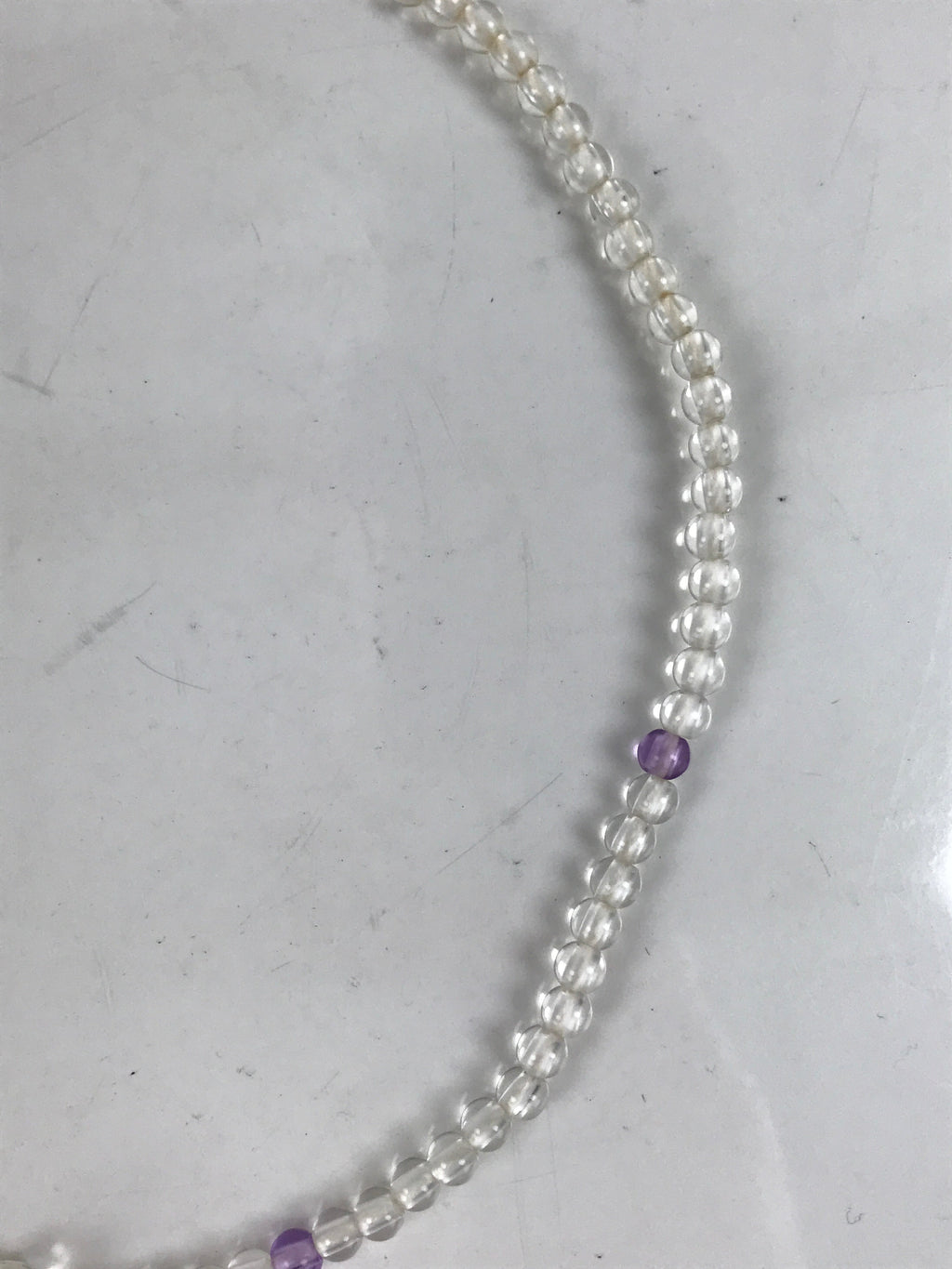 Japanese Buddhist Prayer Bracelet Vtg Juzu Beads Clear Purple JZ164