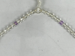 Japanese Buddhist Prayer Bracelet Vtg Juzu Beads Glass Clear Purple JZ163