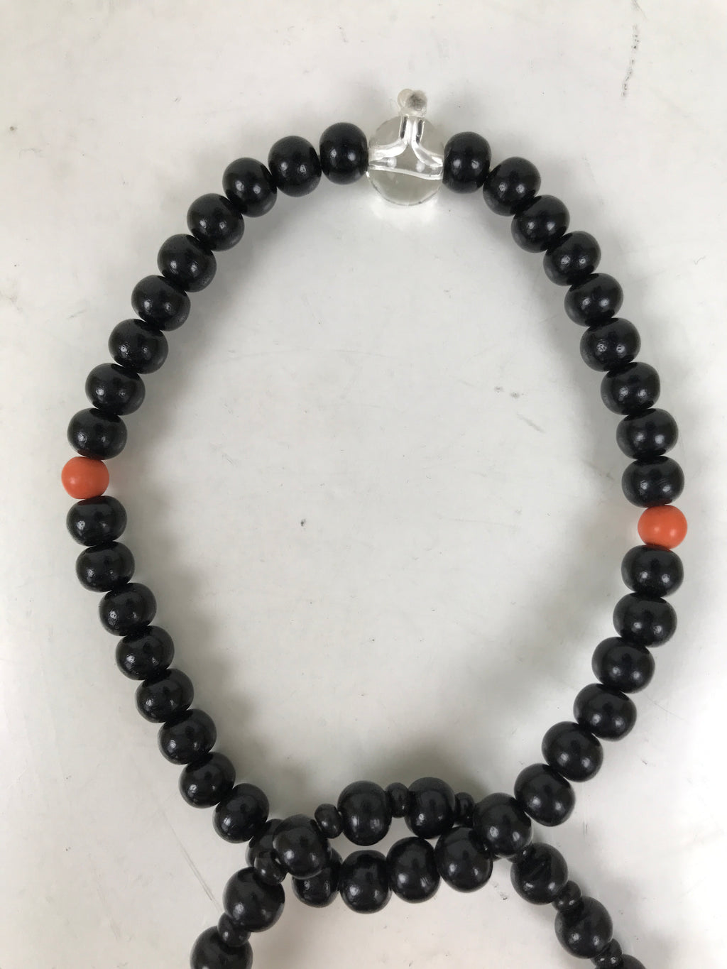Japanese Buddhist Prayer Bracelet Vtg Juzu Beads Rosary Black Orange Clear JZ173