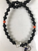 Japanese Buddhist Prayer Bracelet Vtg Juzu Beads Rosary Black Orange Clear JZ173
