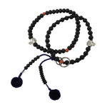Japanese Buddhist Prayer Bracelet Vtg Juzu Beads Rosary Black Orange Clear JZ173
