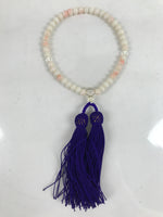 Japanese Buddhist Prayer Bracelet Vtg Juzu Beads White Purple Tassels JZ162