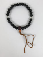 Japanese Buddhist Prayer Bracelet Vtg Juzu Black Clear Wood Beads Tassel JZ176