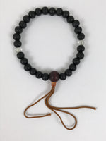 Japanese Buddhist Prayer Bracelet Vtg Juzu Black Clear Wood Beads Tassel JZ176