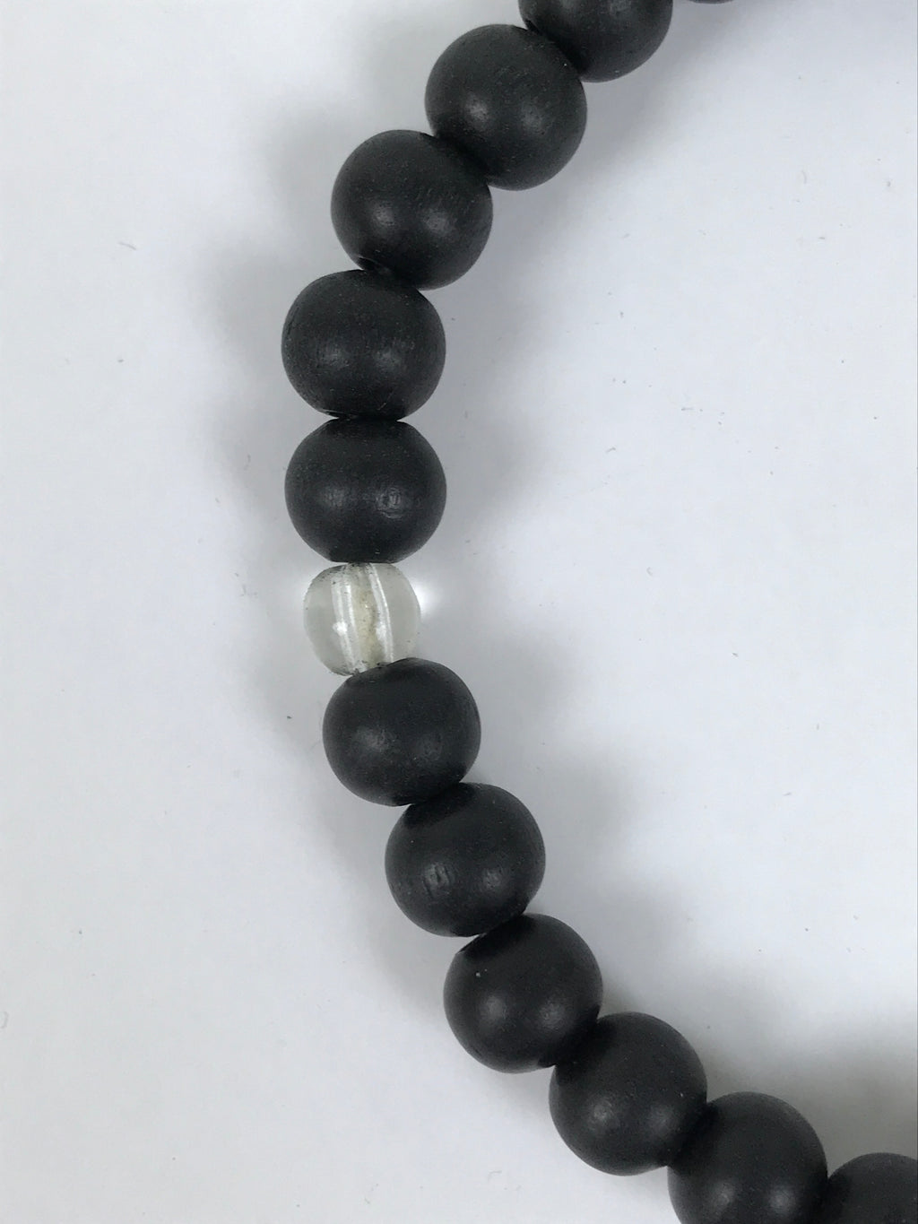 Japanese Buddhist Prayer Bracelet Vtg Juzu Black Clear Wood Beads Tassel JZ176