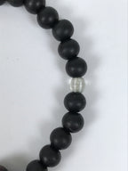 Japanese Buddhist Prayer Bracelet Vtg Juzu Black Clear Wood Beads Tassel JZ176