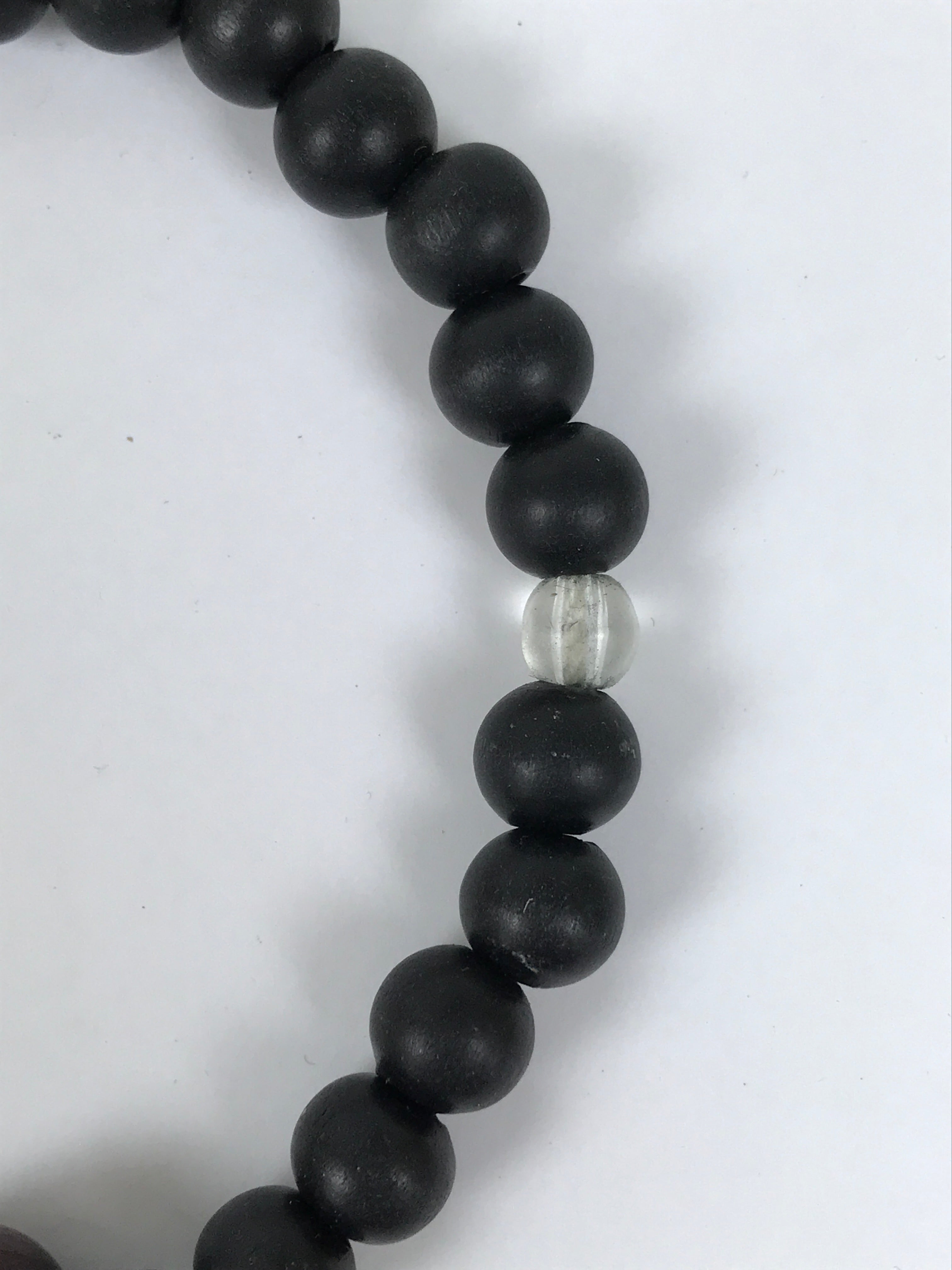 Japanese Buddhist Prayer Bracelet Vtg Juzu Black Clear Wood Beads Tassel JZ176