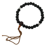 Japanese Buddhist Prayer Bracelet Vtg Juzu Black Clear Wood Beads Tassel JZ176