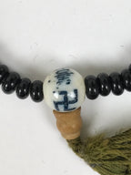 Japanese Buddhist Prayer Bracelet Vtg Juzu Black Orange Glass Beads Tassel JZ183