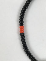 Japanese Buddhist Prayer Bracelet Vtg Juzu Black Orange Glass Beads Tassel JZ183