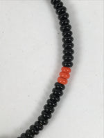 Japanese Buddhist Prayer Bracelet Vtg Juzu Black Orange Glass Beads Tassel JZ183