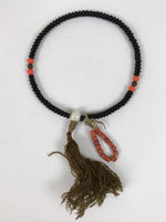 Japanese Buddhist Prayer Bracelet Vtg Juzu Black Orange Glass Beads Tassel JZ185