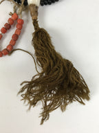 Japanese Buddhist Prayer Bracelet Vtg Juzu Black Orange Glass Beads Tassel JZ185