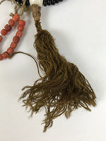 Japanese Buddhist Prayer Bracelet Vtg Juzu Black Orange Glass Beads Tassel JZ185