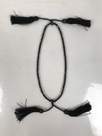 Japanese Buddhist Prayer Bracelet Vtg Juzu Black Resin Beads Tassel JZ170