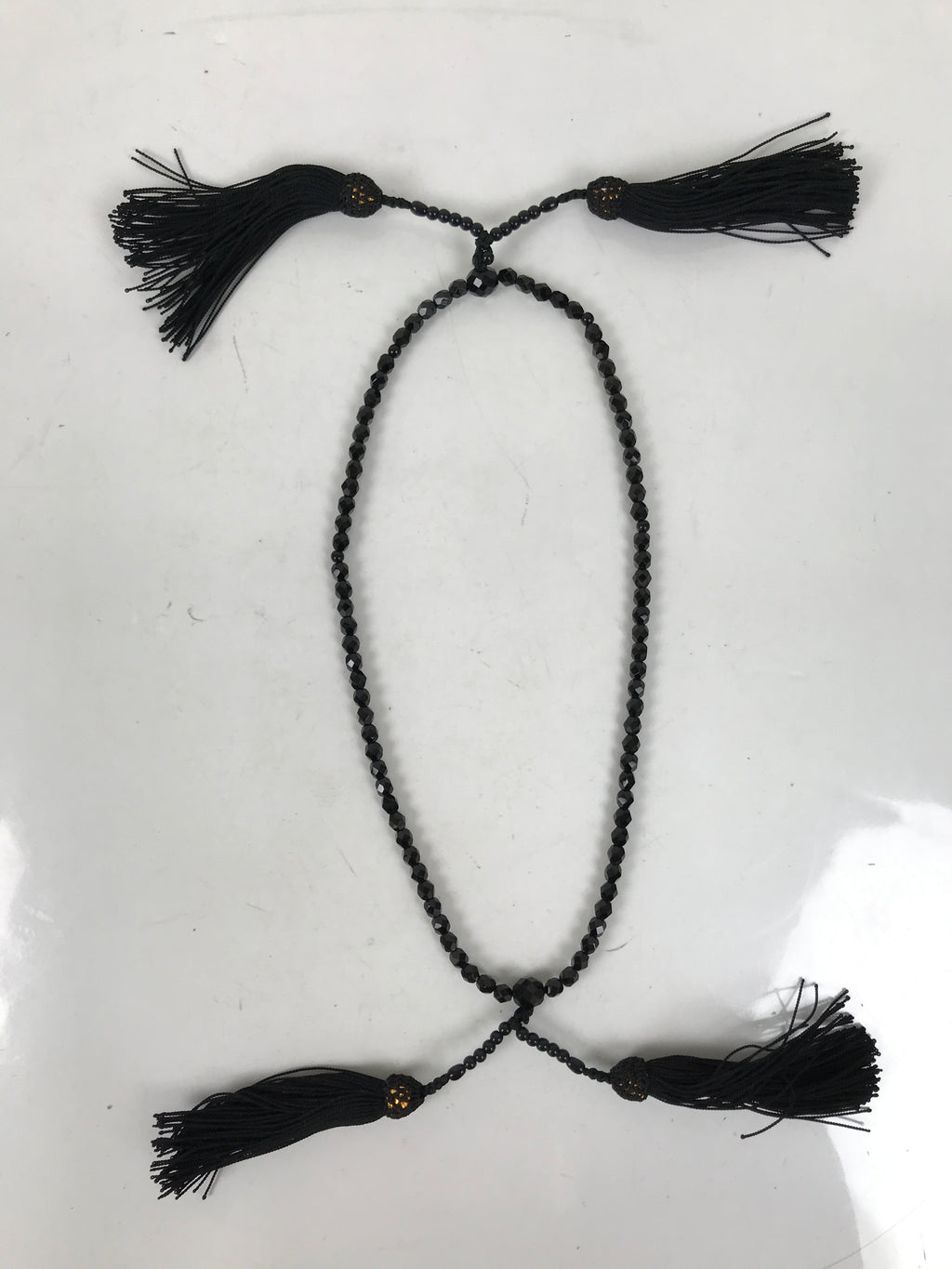 Japanese Buddhist Prayer Bracelet Vtg Juzu Black Resin Beads Tassel JZ170