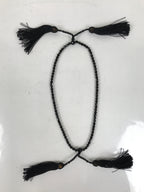 Japanese Buddhist Prayer Bracelet Vtg Juzu Black Resin Beads Tassel JZ170