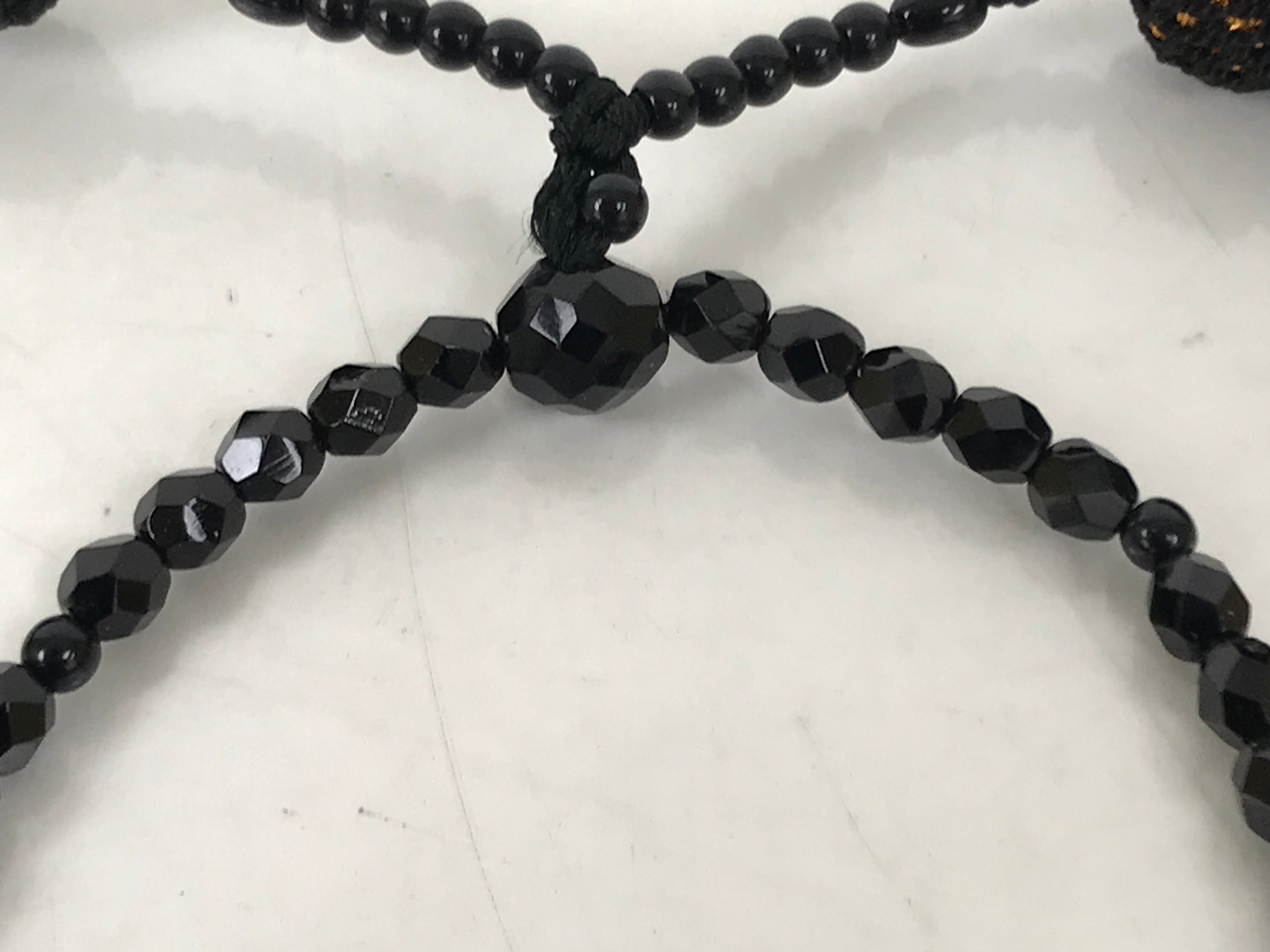 Japanese Buddhist Prayer Bracelet Vtg Juzu Black Resin Beads Tassel JZ170