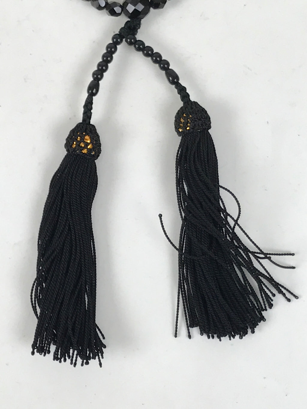 Japanese Buddhist Prayer Bracelet Vtg Juzu Black Resin Beads Tassel JZ170
