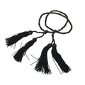 Japanese Buddhist Prayer Bracelet Vtg Juzu Black Resin Beads Tassel JZ170