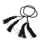 Japanese Buddhist Prayer Bracelet Vtg Juzu Black Resin Beads Tassel JZ170