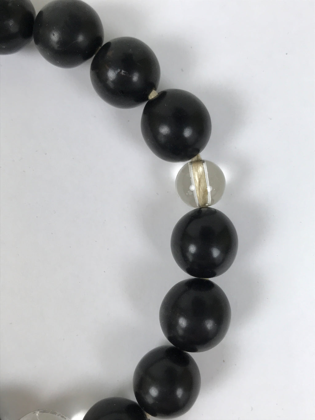 Japanese Buddhist Prayer Bracelet Vtg Juzu Black Resin Glass Beads Tassel JZ179