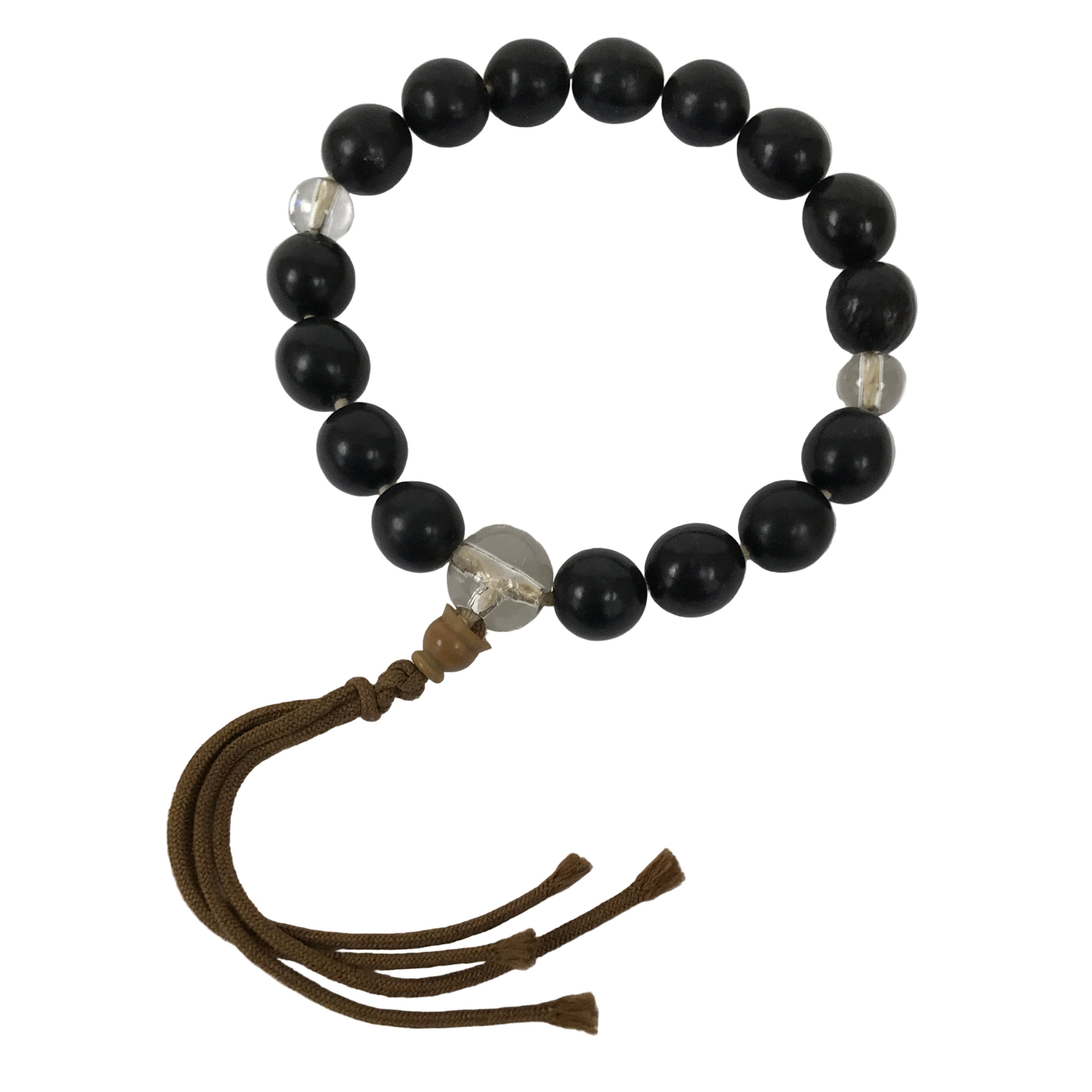 Japanese Buddhist Prayer Bracelet Vtg Juzu Black Resin Glass Beads