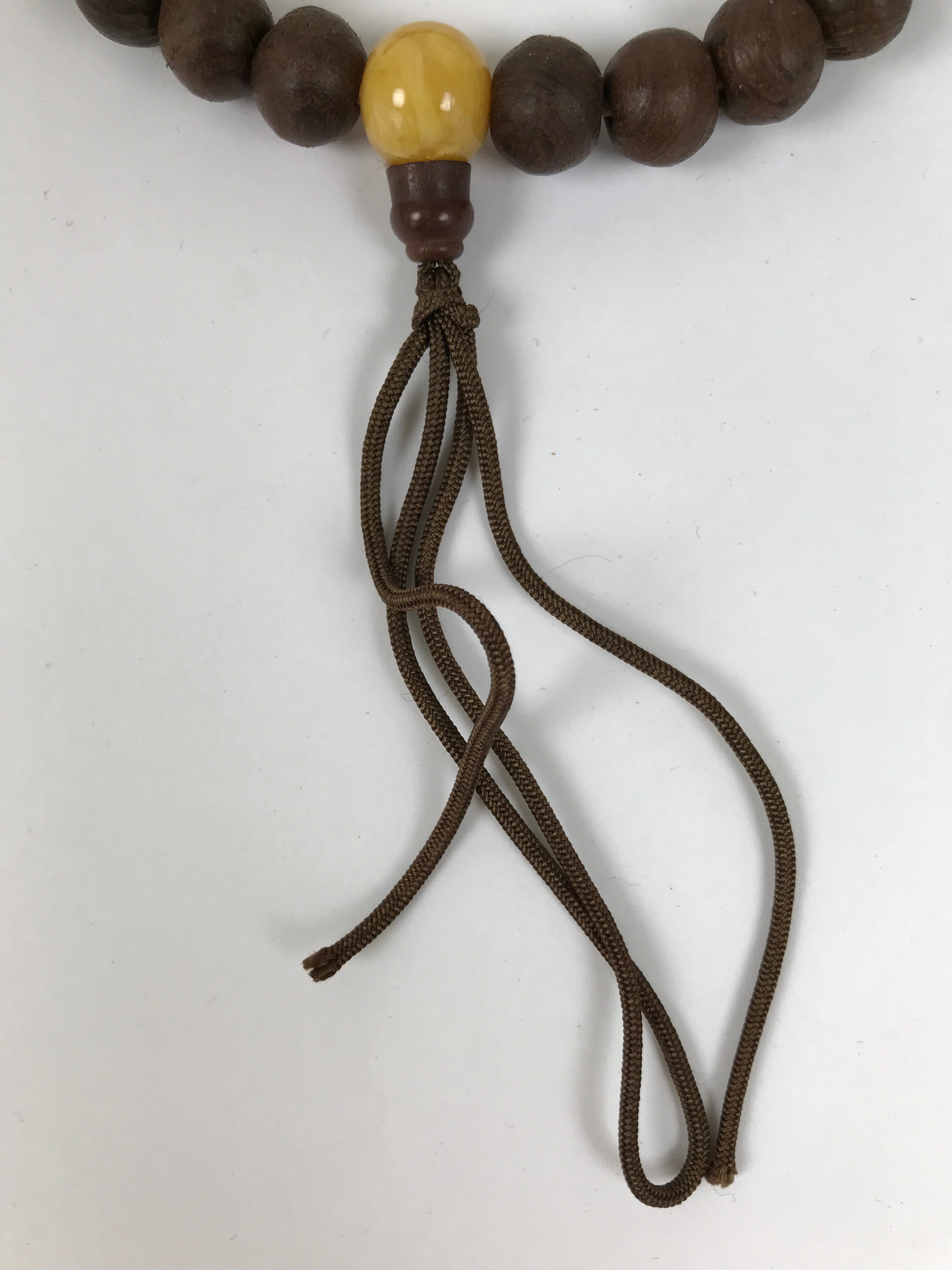 Japanese Buddhist Prayer Bracelet Vtg Juzu Brown Clear Wood Beads Tassel JZ177