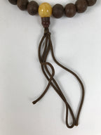 Japanese Buddhist Prayer Bracelet Vtg Juzu Brown Clear Wood Beads Tassel JZ177
