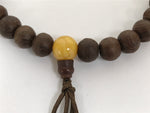 Japanese Buddhist Prayer Bracelet Vtg Juzu Brown Clear Wood Beads Tassel JZ177
