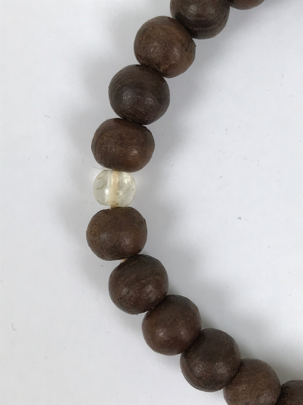 Japanese Buddhist Prayer Bracelet Vtg Juzu Brown Clear Wood Beads Tassel JZ177