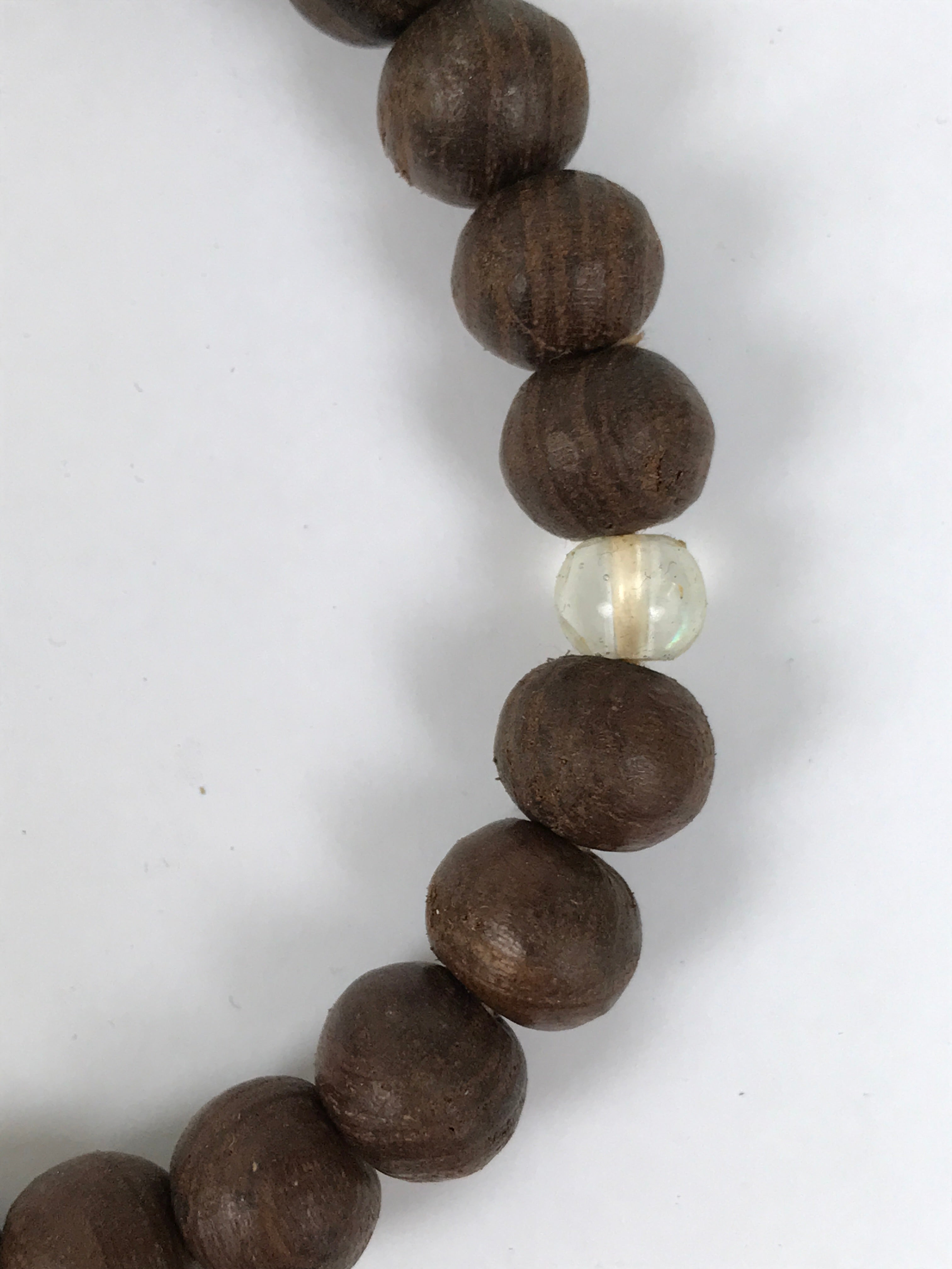 Japanese Buddhist Prayer Bracelet Vtg Juzu Brown Clear Wood Beads Tassel JZ177