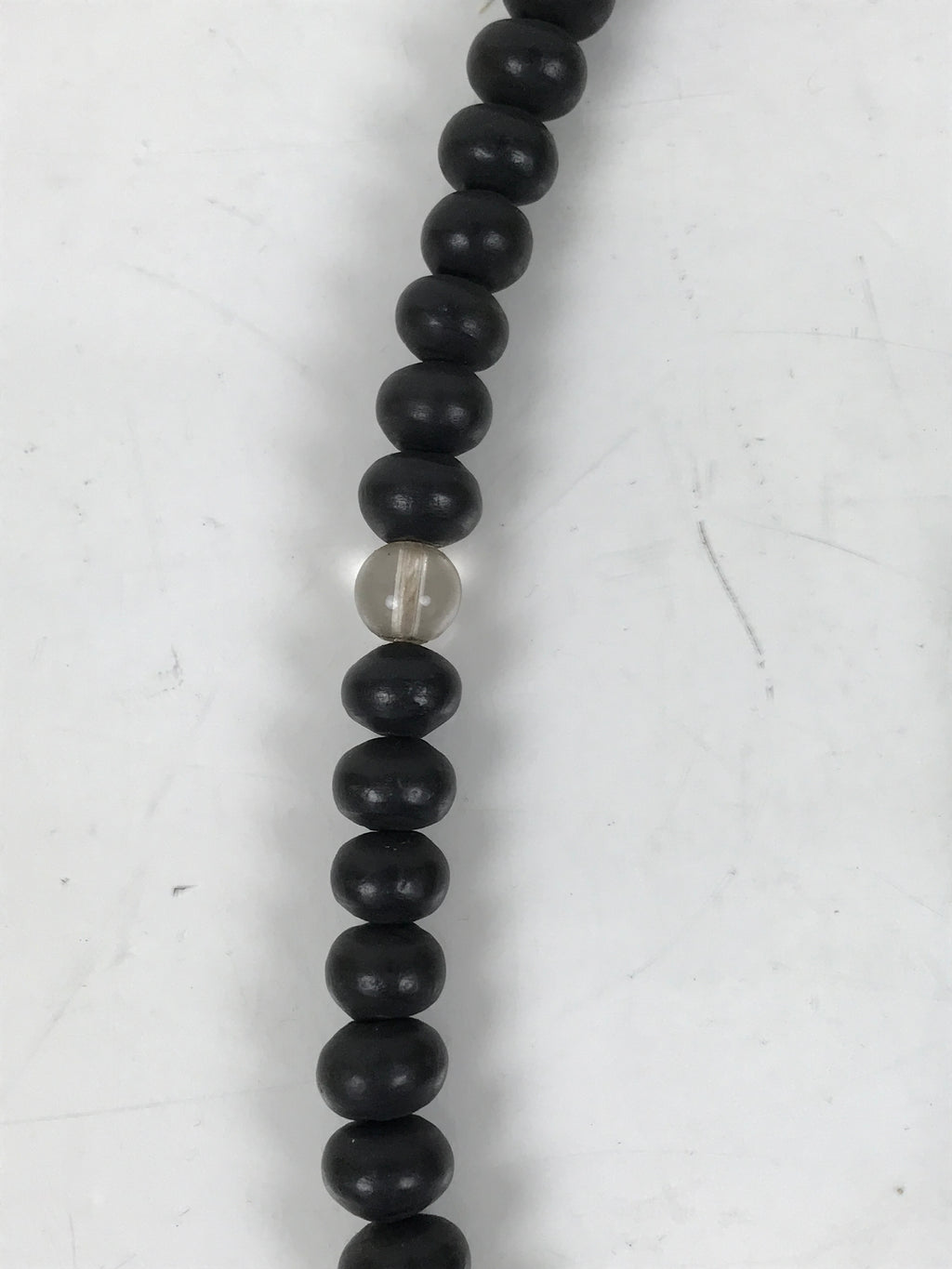 Japanese Buddhist Prayer Bracelet Vtg Juzu Clear Black Resin Beads Tassel JZ169