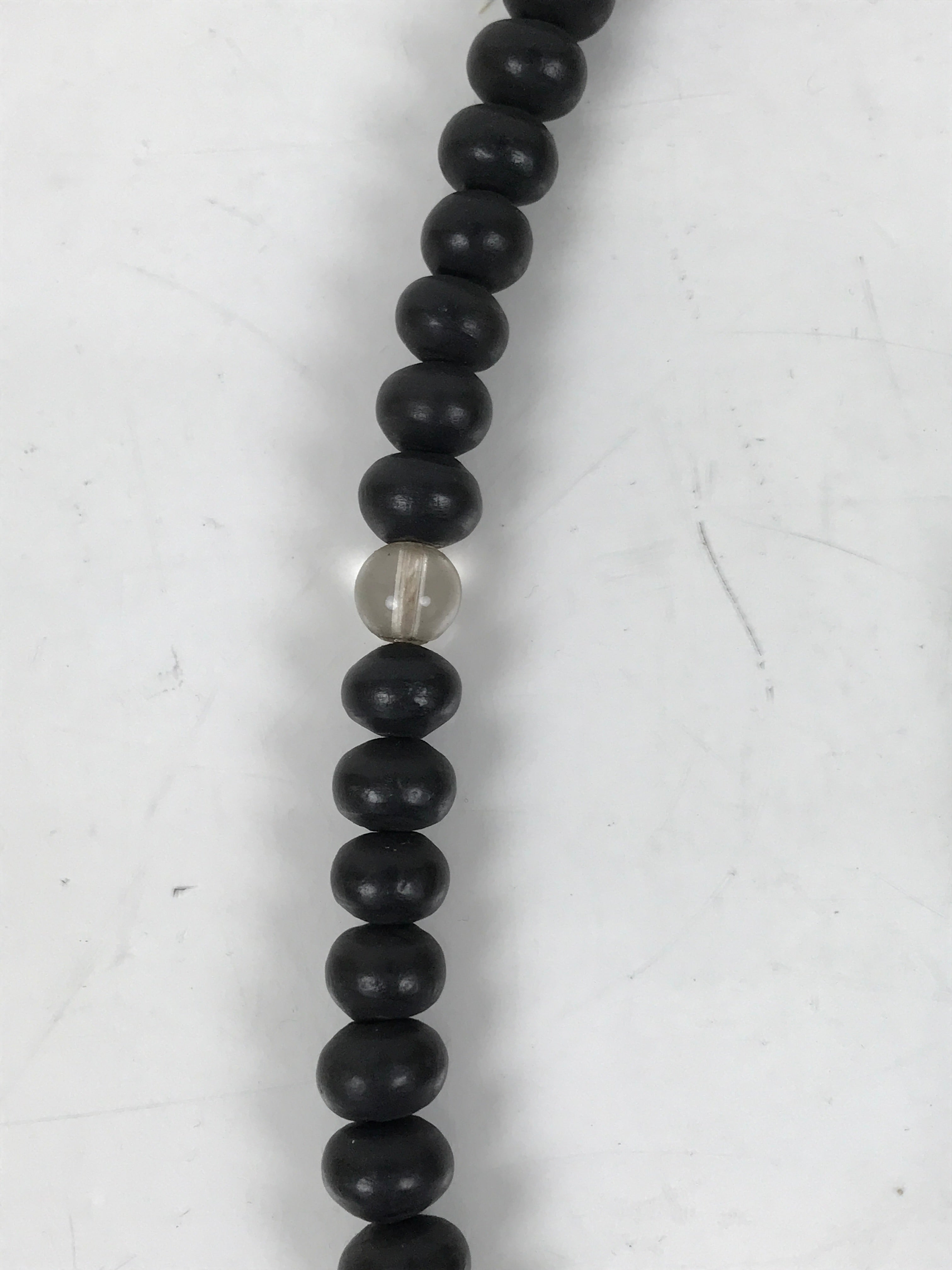 Japanese Buddhist Prayer Bracelet Vtg Juzu Clear Black Resin Beads Tassel JZ169