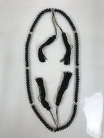 Japanese Buddhist Prayer Bracelet Vtg Juzu Clear Black Resin Beads Tassel JZ169
