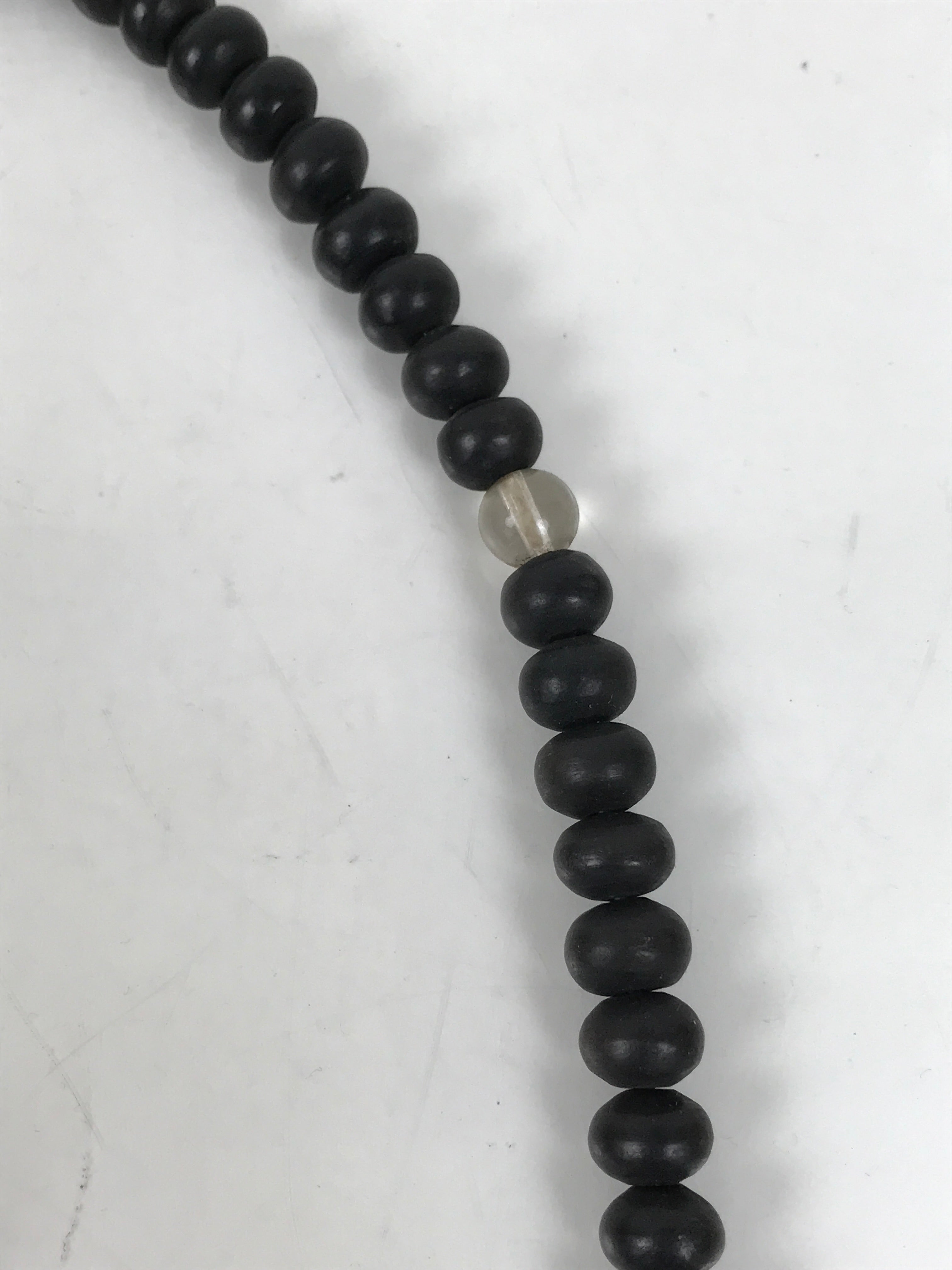 Japanese Buddhist Prayer Bracelet Vtg Juzu Clear Black Resin Beads Tassel JZ169