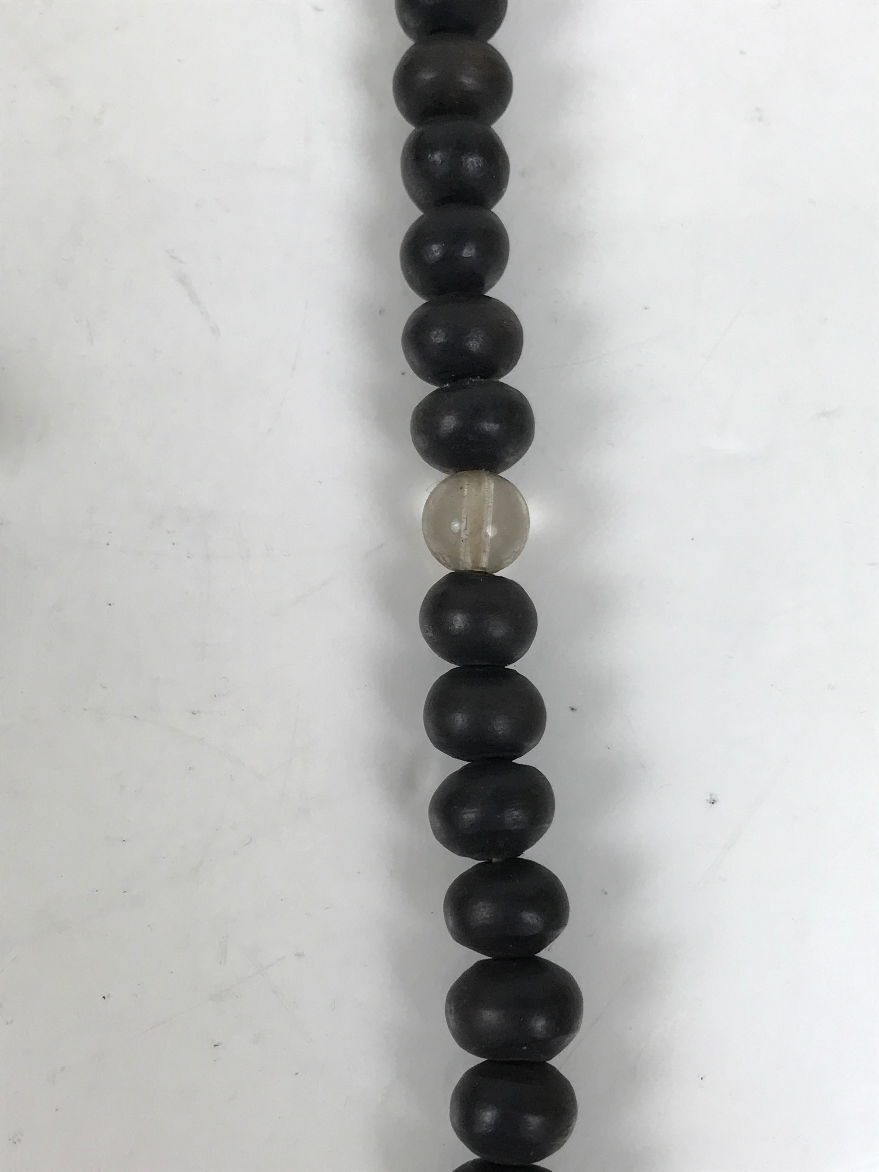 Japanese Buddhist Prayer Bracelet Vtg Juzu Clear Black Resin Beads Tassel JZ169
