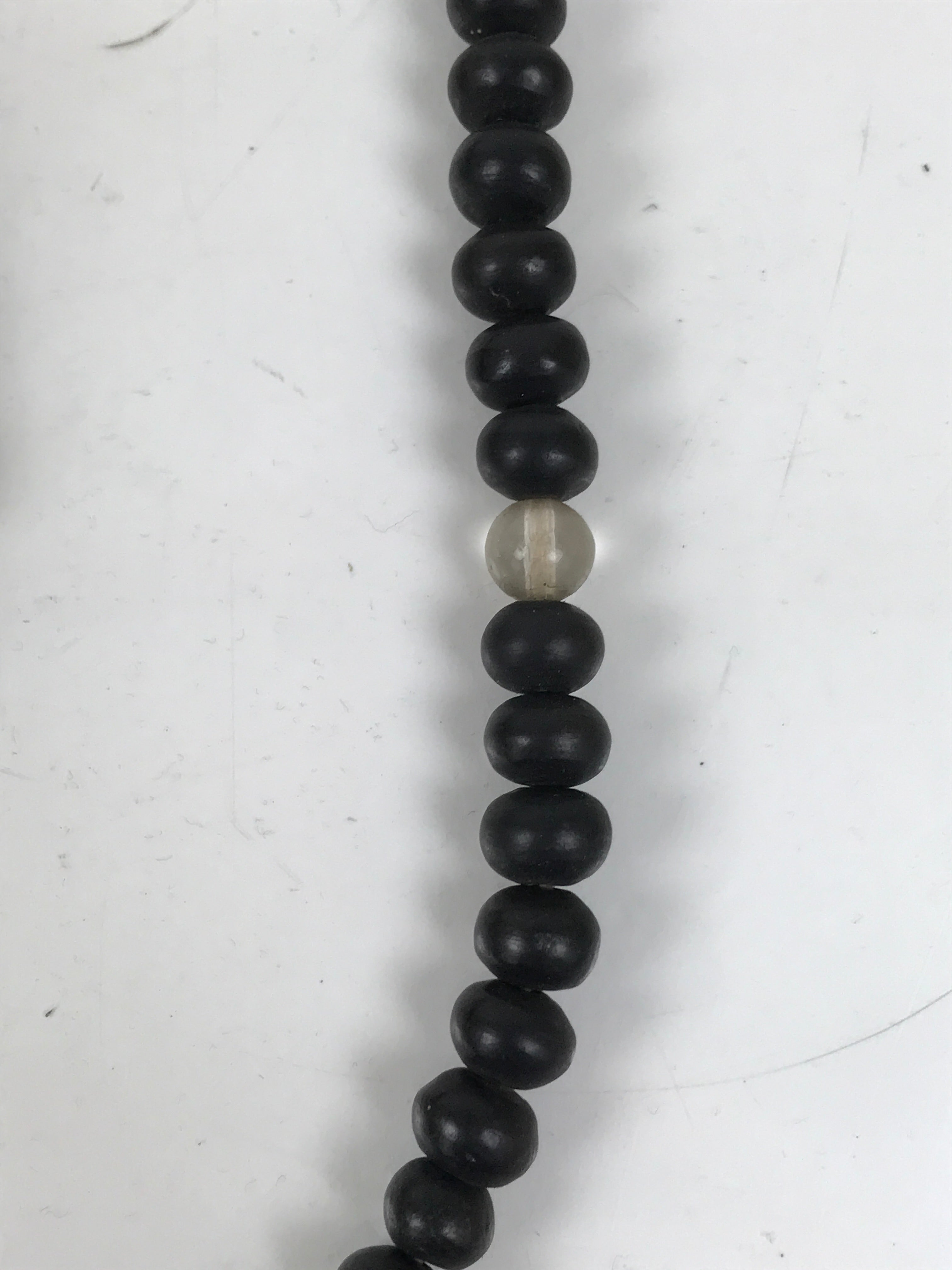 Japanese Buddhist Prayer Bracelet Vtg Juzu Clear Black Resin Beads Tassel JZ169