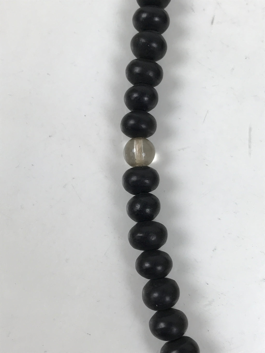 Japanese Buddhist Prayer Bracelet Vtg Juzu Clear Black Resin Beads Tassel JZ169