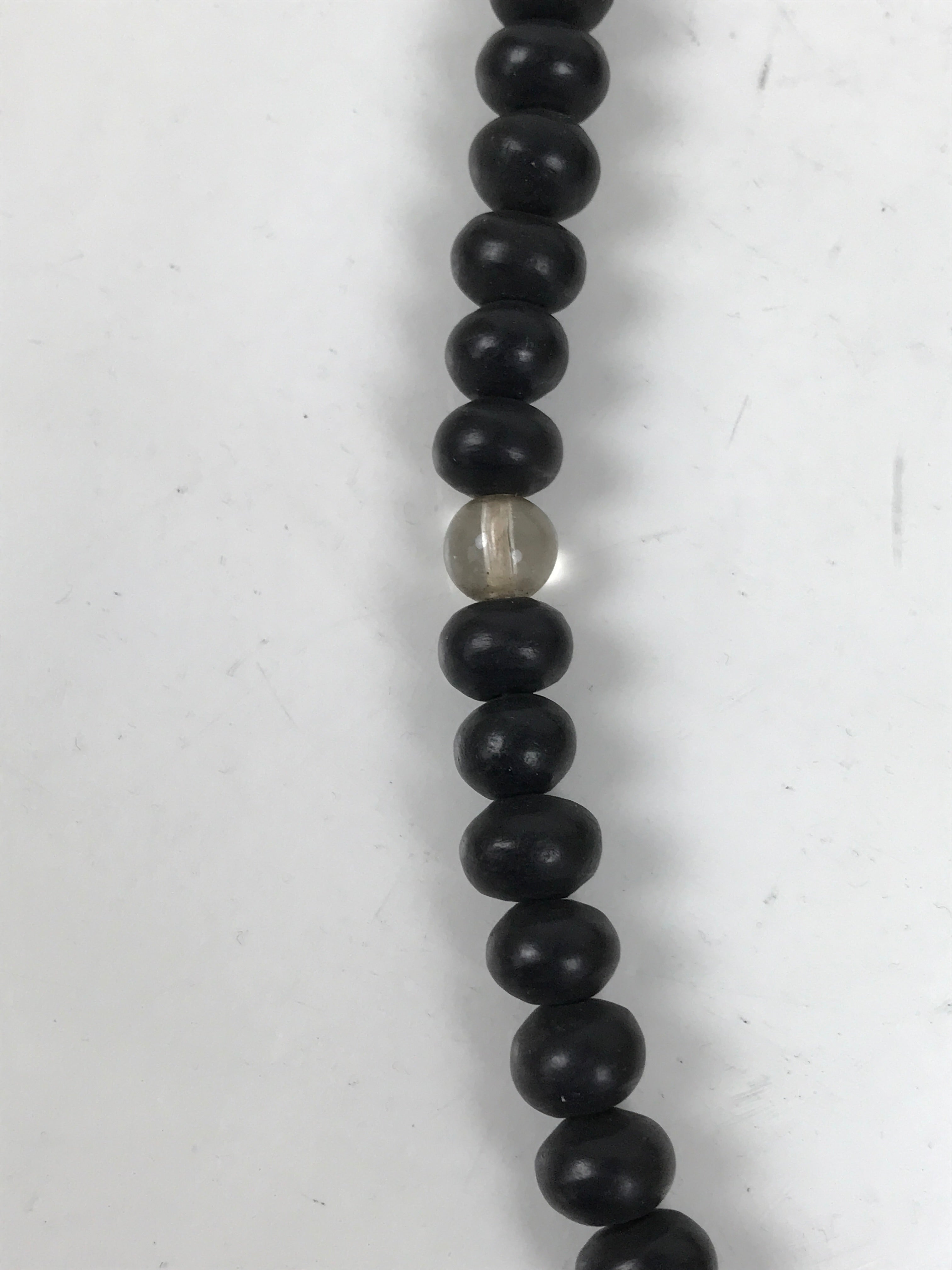 Japanese Buddhist Prayer Bracelet Vtg Juzu Clear Black Resin Beads Tassel JZ169