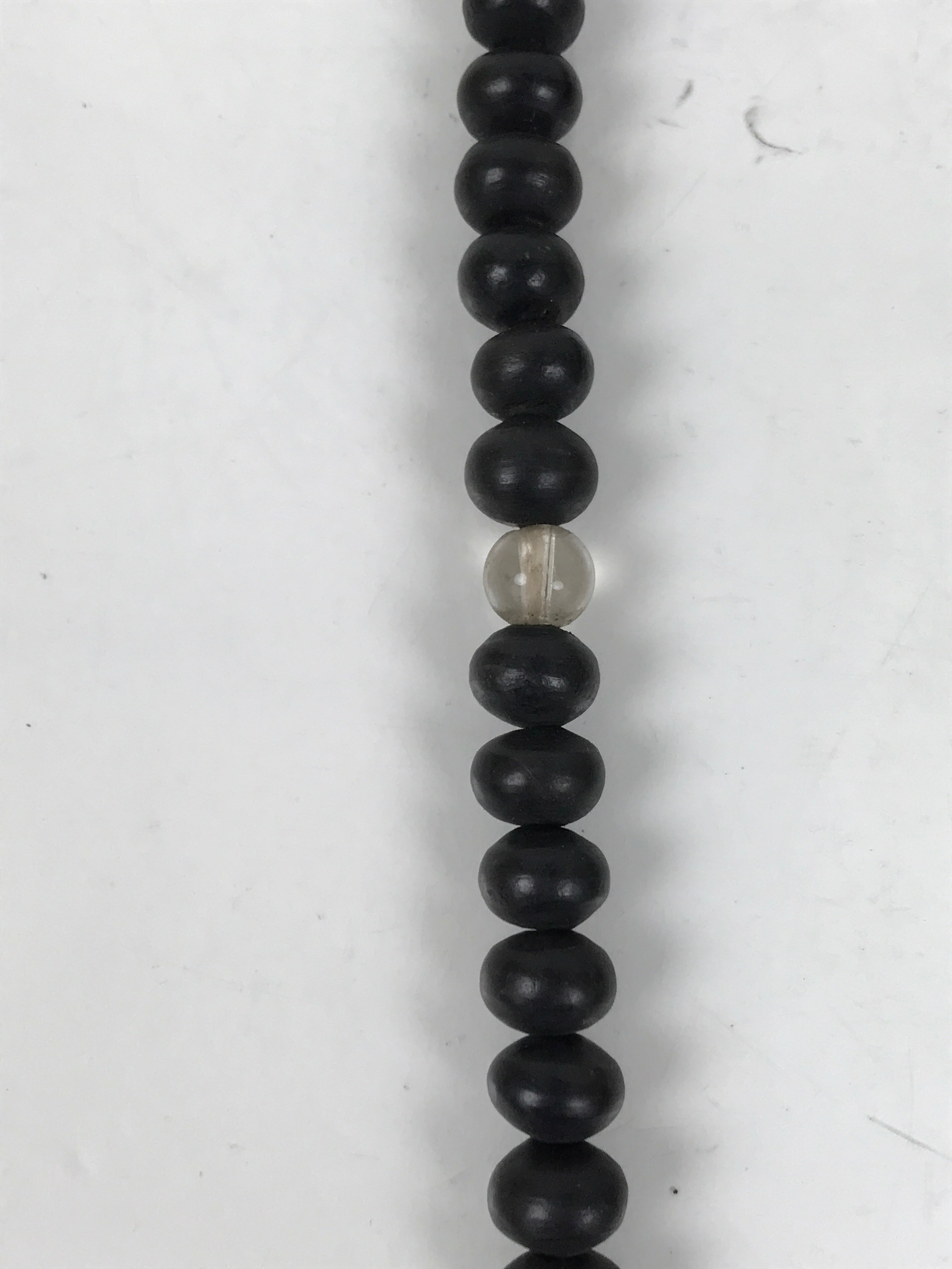 Japanese Buddhist Prayer Bracelet Vtg Juzu Clear Black Resin Beads Tassel JZ169