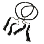 Japanese Buddhist Prayer Bracelet Vtg Juzu Clear Black Resin Beads Tassel JZ169